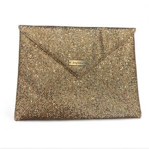NWT Jenny Packham Gold Sequin Envelope Clutch